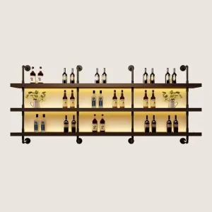 Wall-Mounted Wine Rack Illuminated Bottle Display Stand for Canteen or Living Room