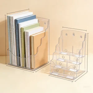 Waterproof Acrylic Brochure Display Rack with Multi-Angle Design for Countertop or Wall Mounting