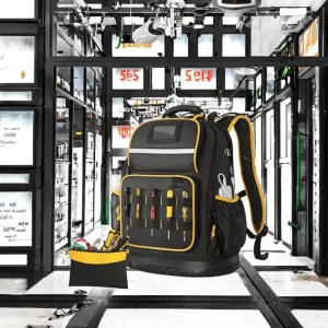 Waterproof Electrician Contractor Tool Backpack with Multiple Pockets, 150 lb Capacity, Black