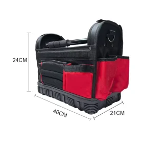 Waterproof Hard Base Tool Bag with Metal Handle for Plumbers and Electricians