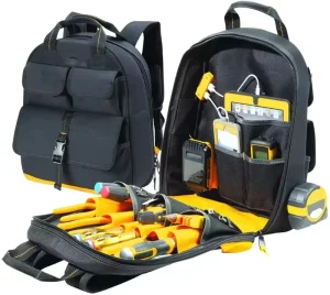 Waterproof Multi-Compartment Electrician and Technician Tote Bag with USB Charging Access