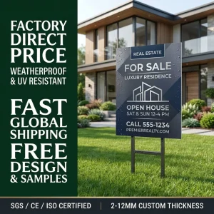 Waterproof Outdoor Advertising Banner Stand 18×24 Full-Color Double-Sided UV Printing H-Stakes for Event Wayfinding