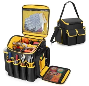 Waterproof Polyester Electrician Tool Bag with Wide Opening and Multiple Pockets