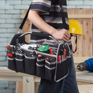 Waterproof Polyester Large Capacity Heavy Duty Tool Bag with Adjustable Strap and Wide Mouth OEM ODM