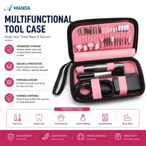 Waterproof Portable Organizer Bag for Nail Drill Bits Holder Container Protective Nail Tool Storage Bag Case