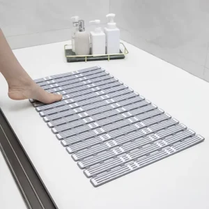 Waterproof TPE Solid Anti-Slip Bathroom Mat with Drainage and Suction Cups for Shower Floor