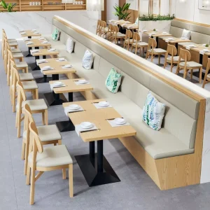 Western Restaurant Sofa Booth Seating, Table, and Chair Set for Cafe, Hamburger Shop, or Cafeteria