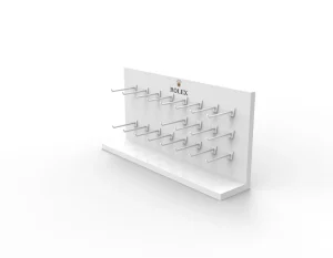 White Acrylic Necklace and Hand Chain Display Stand with Hooks