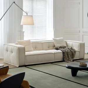 White Fabric Modular Upholstered Sectional Sofa Set