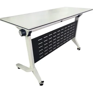 White Folding Training Table with Flip-Top Design for Seminar and Meeting Rooms