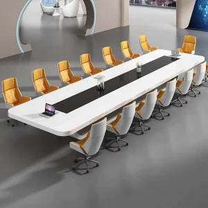 White Large Conference Table and Chair Set