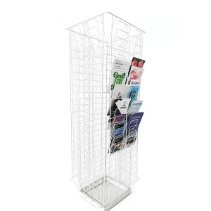 White Newspaper Display Rack Vertical Multi layer Metal Brochure Rack Bookstore Store Floor Standing Magazine Storage Rack