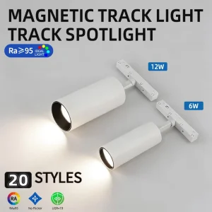 White RA95 COB LED Track Light for Exhibition and Clothing Stores