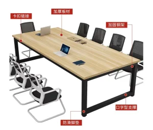 White Rectangular Conference Table and Chair Combination, Large Office Negotiation Table