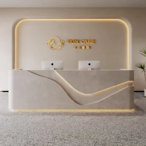 White and Gold Reception Counter for Hair Salon, Spa, or Hotel