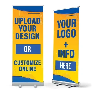 Wide-Base Retractable Roll-Up Banner Stand with Printed Advertising Display