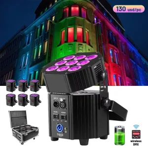 Wireless DMX 80W Spot Truss 9x12W LED Par Uplight Battery for DJ TV Show Event Stage
