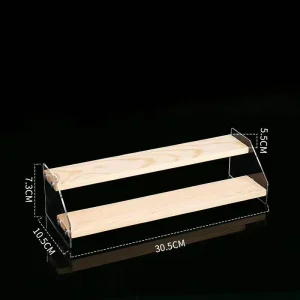 Wood Acrylic Display Stand 2 Step Tiered Wooden Display Shelf Risers Organizer Tabletop Vendors Displays Shelves