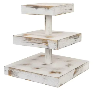 Wood Cupcake Stand 3-Tiered Square Serving Tray Desserts and Appetizer Display Riser