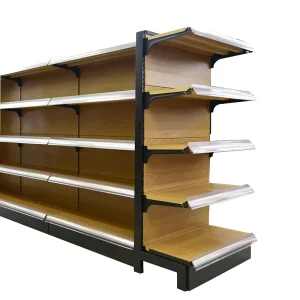 Wood Grain Display Stand Shelf Large Supermarket Display Shelf
