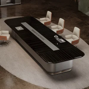Wood Modular Conference Table and Office Chair Set