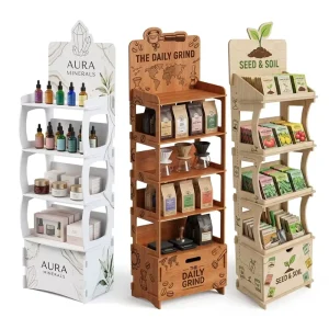 Wood Product Display Stand for Grocery Stores, Farms, Supermarkets, and Gift Shops