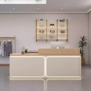Wood Reception Desk Painted Bar Counter Modern Hotel Office Furniture Front Desk Clothing Store Cash Register
