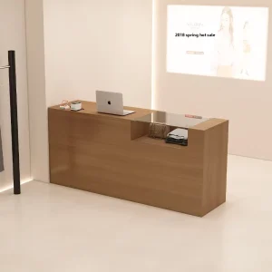 Wood Reception Desk with LED Light for Clothing Store, Beauty Salon, Hotel, or Hospital