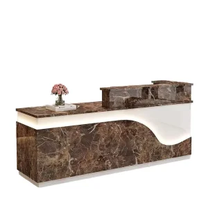Wood Reception Desk with LED Light for Hotel Office Lobby