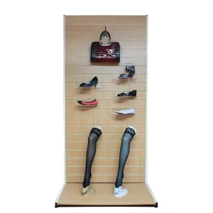 Wood Slotted Slatwall Panel Shoe Display Rack