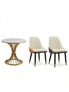 Wood and Metal Negotiation Table and Chair Set for Office and Lounge Areas