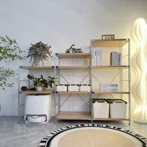 Wood and Metal Storage and Display Shelf for Home Offices and Living Rooms