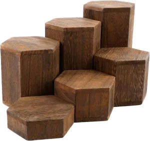 Wooden 6-Piece Hexagonal Display Platform for Jewelry and Accessories