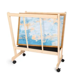 Wooden Artwork Storage Display Stand with Castors