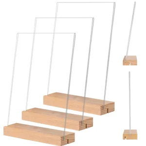 Wooden Base Acrylic Display Stand Photo Frame Menu Holder Lightweight Design