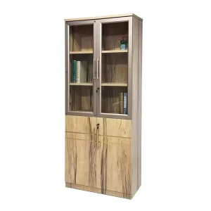 Wooden Bookshelf Partition Storage Cabinet with Glass Door