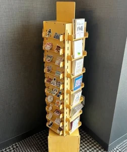 Wooden Brochure Holder Rotating Greeting Card Display Rotating Rack Wood Postcard Display Stand