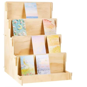 Wooden Card Display Stand for Retail Counters and Tabletops