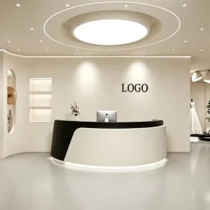 Wooden Commercial Reception Counter and Desk with Custom Color and Finish