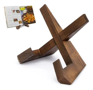 Wooden Cookbook and Recipe Book Stand for Kitchen Counter
