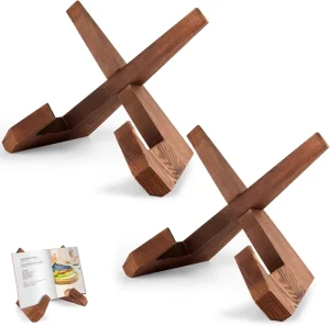 Wooden Cookbook and Recipe Book Stand for Kitchen Counter