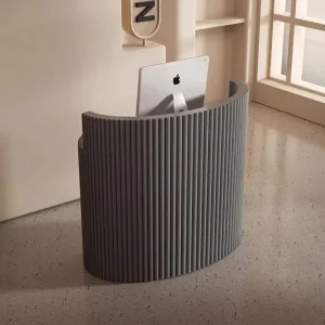 Wooden Curved Reception Desk Modern Minimalist Style Customizable Size and Color