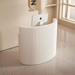 Wooden Curved Reception Desk with Customizable Size and Color