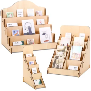 Wooden Desktop Organizer Display Stand for Postcards & Photos Collectible Rack for Trade Show Retail Cabinet Christmas Gift Idea