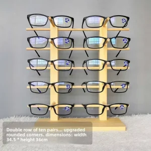 Wooden Eyeglass Display Stands for Store Counters and Exhibits