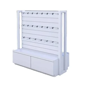 Wooden Floor-Standing Display Rack with Multi-Layer Hooks for Jewelry and Accessories