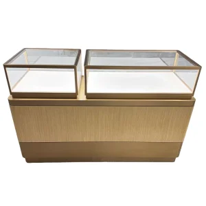 Wooden Jewelry Display Cabinet with Dual Glass Cases for Boutique Jewelry Shop