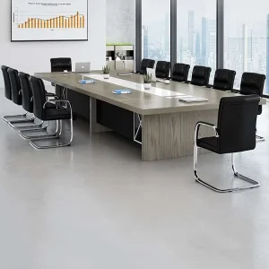 Wooden Leg Meeting and Training Table with Office Chairs