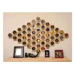 Wooden Medal Display Rack Stand Wall Decoration Hexagon Honeycomb Medal Holder Storage Case