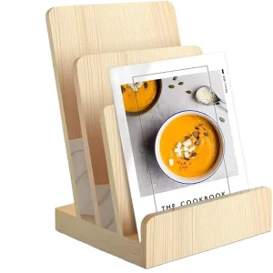 Wooden Menu Holder Pine Wood Brochure Stand Postcard Holder for Pamphlet Magazine Booklets Menu